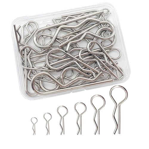 36pcs Cotter Pins, Cotter Pin Assortment Kit, Spring Fasteners Hitch Pin for Trailer Locking, Trailer Clamps, Lawn Mowers, Trucks, Mechanics, Heavy Duty R Clips Hardware Pins, 6 Sizes(M1.2-M3) - size: 6 Sizes(M1.2-M3)-36PCS
