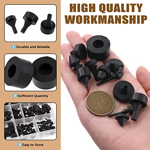 160Pcs Rubber Bumper Assortment Kit, Black Rubber Bumper Compatible With Most Car Models Replacement