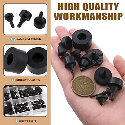 160Pcs Rubber Bumper Assortment Kit, Black Rubber Bumper Compatible With Most Car Models Replacement