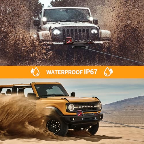 CXRCY 12V Electric Winch, 17500LB, Synthetic Rope - style: 17500LBS for truck SUV