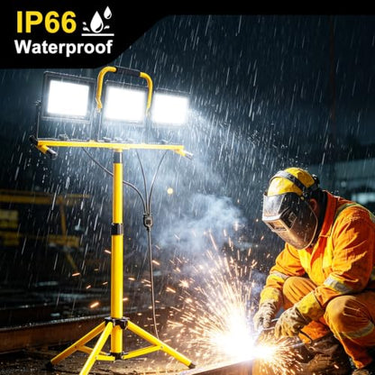 3x70W LED Work Light, Adjustable Tripod Portable Construction Flood Light