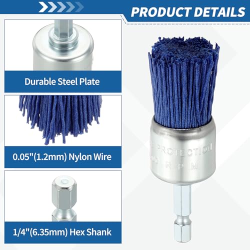 6Pack Wire Brush for Drill Set Crimping Steel 1/4" Hex Shank