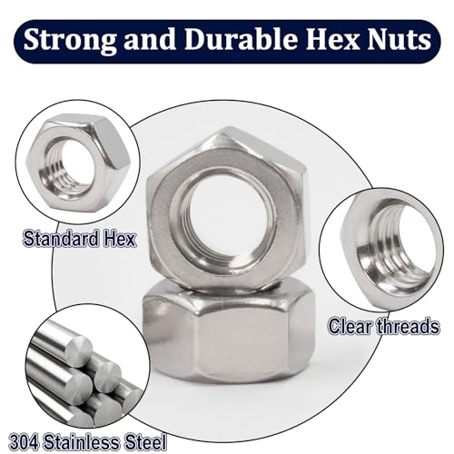 ZQZ M5-0.8 Hex Nuts,200PCS Stainless Steel Hardware Nut 304 ss Threaded Nut - size: Metric M5;200 PCS