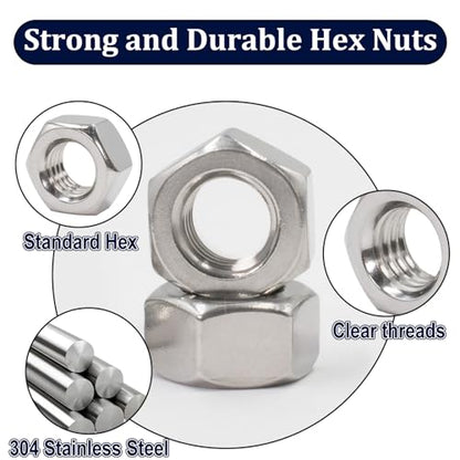 ZQZ M4-0.7 Hex Nuts,300PCS Stainless Steel Hardware Nut 304 ss Threaded Nut - size: Metric M4;300 PCS