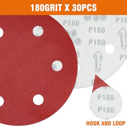 30 PCS 9 Inch Drywall Sanding Discs 180 Grit 6 Hole - color: 6 Hole, size: Grit 180