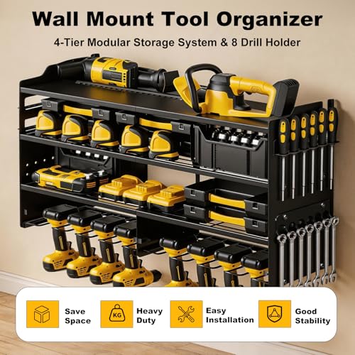 oviitech Large Power Tool Organizer Wall Mount Black - color: Black