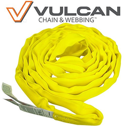 VULCAN Round Sling - Medium Duty - 10 Foot - Yellow - Safe Working Load of 8,400 Lbs. (V) - 6,700 Lbs. (C) and 16,800 Lbs. (B) - size: Yellow - 10 Foot