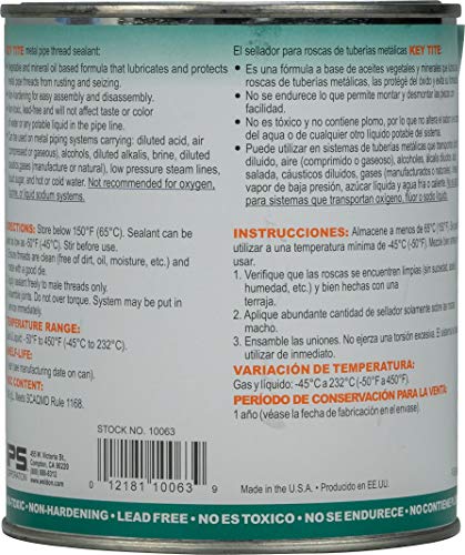 Weld-On 10063 505 Key Tite Metal Pipe Thread Sealant, Green, 1 Quart - size: 1 Quart (32 fl oz)