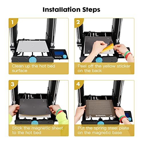 Sovol SV06 Flexible Steel Platform with Textured PEI Surface and Magnetic Bottom Sheet with Adhesive 235x235mm for Creality Ender 3/3 Pro/3 V2/3 S1 Sovol SV05/SV07 Aquila Kobra Neptune 2 3D Printer - style: For SV06/Ender 3 Series