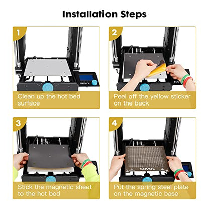 Sovol SV06 Flexible Steel Platform with Textured PEI Surface and Magnetic Bottom Sheet with Adhesive 235x235mm for Creality Ender 3/3 Pro/3 V2/3 S1 Sovol SV05/SV07 Aquila Kobra Neptune 2 3D Printer - style: For SV06/Ender 3 Series