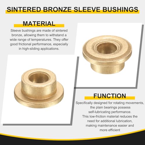 uxcell 10Pcs Flange Sleeve Bearings, 8mm Bore x 10mm OD x 15mm Length, Self-Lubricating Sintered Bronze Bushings - size: 8mm Bore x 10mm OD x 15mm Length