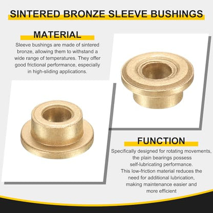 uxcell 10Pcs Flange Sleeve Bearings, 6mm Bore x 10mm OD x 8mm Length, Self-Lubricating Sintered Bronze Bushings - size: 6mm Bore x 10mm OD x 8mm Length