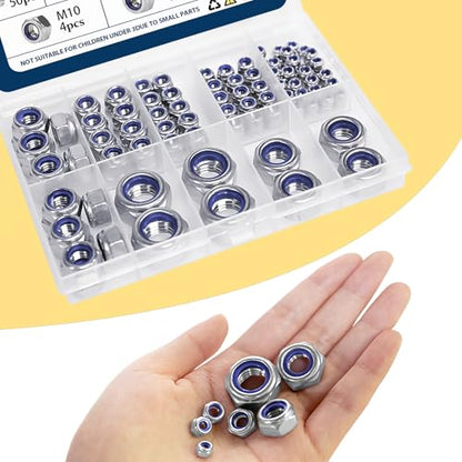 Metric Lock Nut Assortment Kit,140Pcs Stainless M3-M12 Locking Nuts - size: Metric Locknuts, 140 Pcs