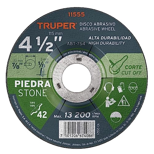 TRUPER ABT-754 Type 27 Masonry Cut-Off Wheels, High Perfomance, Diameter 4 1/2" (114mm)