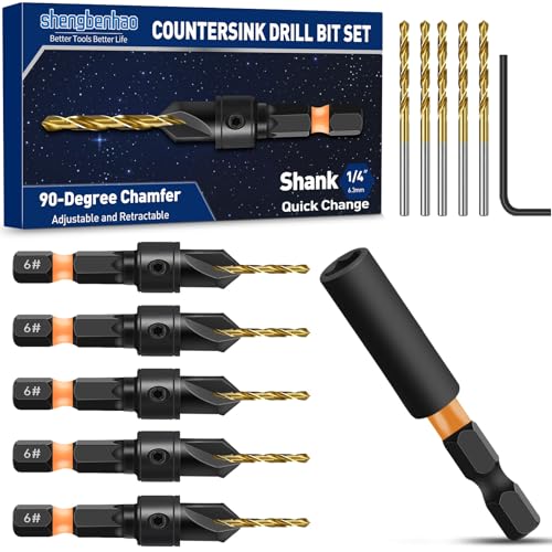 shengbenhao #6 Countersink Drill Bit Set for Wood 12Pcs Adjustable - style: #6