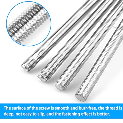 4pcs M4 x 250mm Fully Threaded Rod, M4-0.7mm Thread Pitch,304 Stainless Steel Long Threaded Screw, Right Hand Threads (M4 x 250mm) - size: M4 x 250mm