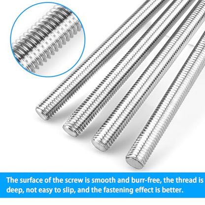 4pcs M4 x 250mm Fully Threaded Rod, M4-0.7mm Thread Pitch,304 Stainless Steel Long Threaded Screw, Right Hand Threads (M4 x 250mm) - size: M4 x 250mm