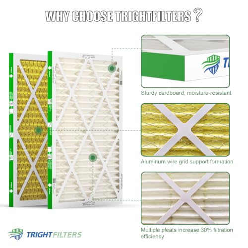 TRIGHTFILTERS 16x20x1 Air Filter MERV 11 HVAC Furnace Filter Pleated 2 Pack - size: 16x20x1