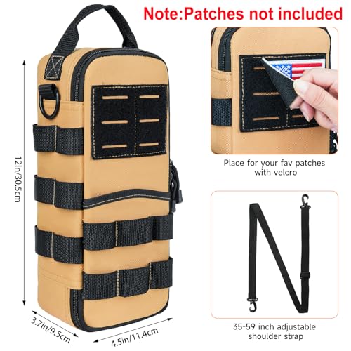 Heavy Duty Small Tool Bags for Men with Carabiner,Tactical Tool Pouch Bag,Portable Utility Tools Storage Organizer Case with Shoulder Strap for EDC,Motorcycle,Camping,Road Trip, Electricians - color: Brown