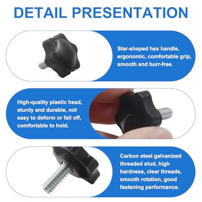 10Pcs 1/4"-20 Star Hand Knobs, Black, 1/4"-20 * 16 - size: 1/4"-20*16