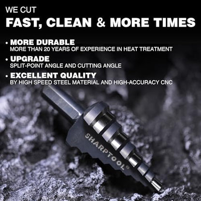 M2 HSS Step Drill Bit Unibit, 1/4"-3/4", Metal Wood Plastic - size: 1/4" to 3/4"