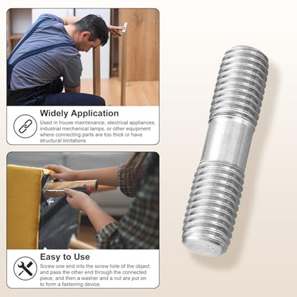 METALLIXITY Double End Threaded Stud Screw(M10x140) SS304 Silver - size: M10 x 140mm