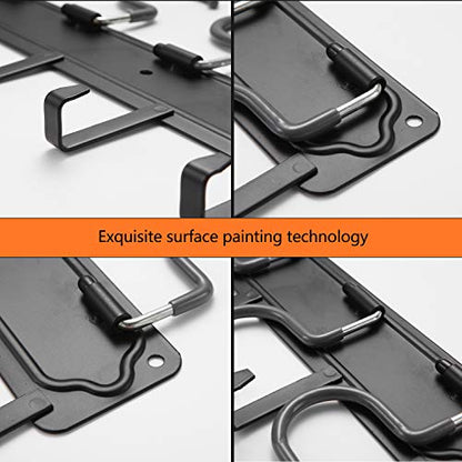 YueTong 68" All Metal Garden Tool Organizer,Adjustable Garage Wall Organizers and Storage,Heavy Duty Wall Mount Holder with Hooks for Broom,Rake,Mop,Shovel(4 Pack)
