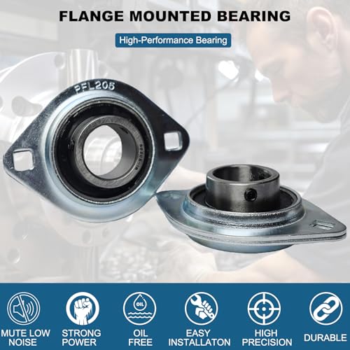 2 Pack SBPFL205-16 Pillow Block Bearings 1" Bore Bearing Units Steel Flange Mounted Bearing Housing Pressed Steel Flange Bearing (SBPFL205) - style: SBPFL205-16
