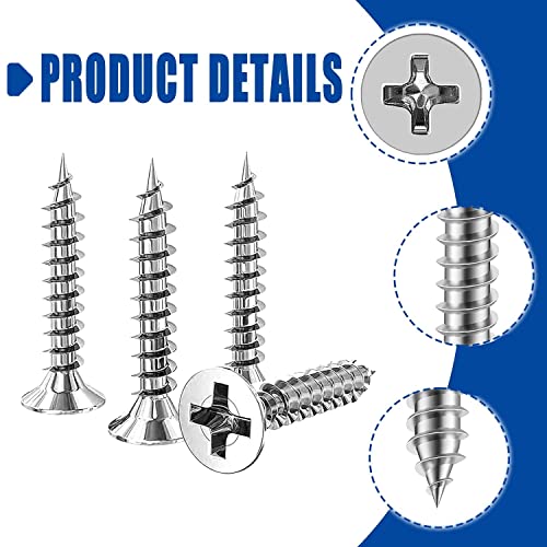 #4 x 1/2" (M3x12mm) 304 Stainless Steel Flat Head Wood Screws, 100pcs - size: #4 x 1/2''-100pcs