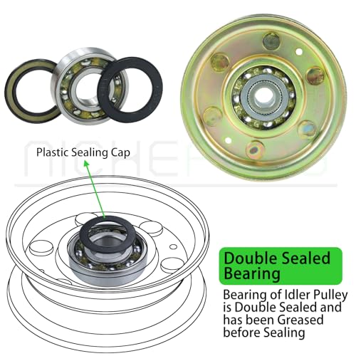 2 Pack 756-04224 Idler Pulley for Cub Cadet LT1050 LT1042 Decks - color: A09 2x756-04224