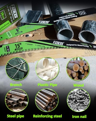 Reciprocating Saw Blades for Metal Wood 9Inch/15Inch Sabre Saw Blades 5 Pack - size: 3+2 Pack