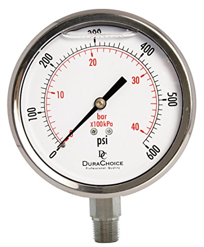4" SS Oil Filled Pressure Gauge, 3/8" NPT Lower Mount, 600 PSI - size: [0-600 PSI]