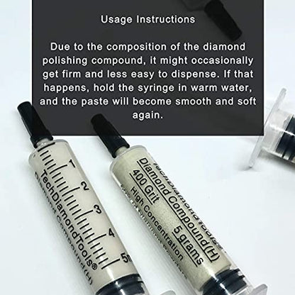 TechDiamondTools Diamond Polishing Compound Polishing Paste USA Made 4,000 Grit 2-4 Microns for Marble Glass Metal Rock Jewelry Resin Silver Chrome Gemstone with High Concentration of Diamond Powder - size: 4,000 grit / 2 - 4 microns