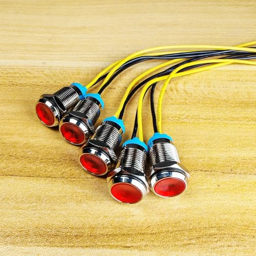 Gebildet 5pcs 10mm LED Metal Indicator Light 110V-220V AC Waterproof Signal Lamp (Red) - color: Red 110V
