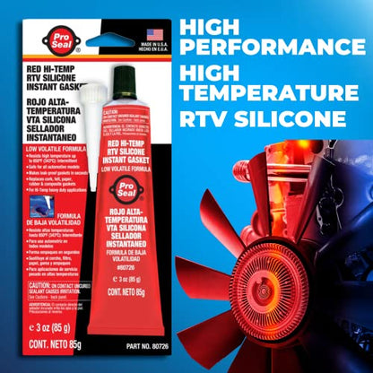 RTV Silicone Sealant, 3 oz Tube, Red (80726)