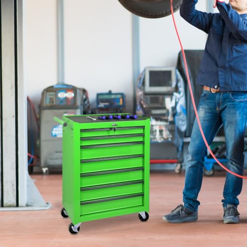 Rolling Metal Tool Chest with 7 Drawers - color: 7-drawer-green-a