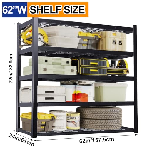 Storage Shelves Heavy Duty, Metal Shelving, 3050 LBS, 62" W - size: 24" D x 62" W x 72" H(Wire Mesh)