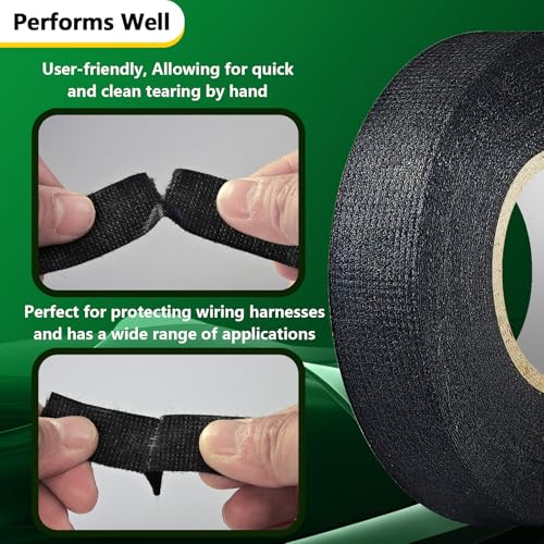 5 Rolls High Temp Wire Harness Tape, 250 FT Automotive Cloth Tape for Engine Wiring Loom, Electrical Cable Bundling, Noise & Vibration Damping, 3/4 in x 50 ft Each - style: 5-pack