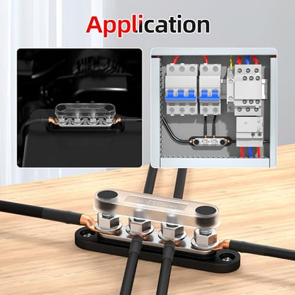 RVBOATPAT 150A Power Distribution Block 12V Bus Bar 4 x 5/16" (M8) Stud 12 Volt DC Marine Bus Bar for Boat Automotive Solar - style: 150A 4 x 5/16" (M8) Studs