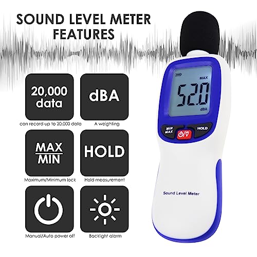 Decibel Meter Wireless Sound Decibel Meter with App Data Logging Bluetooth Portable Sound Level Meter 30~130dBA High Accuracy SPL Meter for Classroom, Office, Home and etc. - color: Bluetooth Sound Level Meter