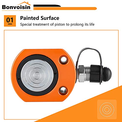 Bonvoisin 10T Hydraulic Ram Cylinder Jack Low Profile Porta Power Ram Single-Acting Mini Jack Ram 0.47" Stroke for Machinery Shipbuilding - color: BSY-10