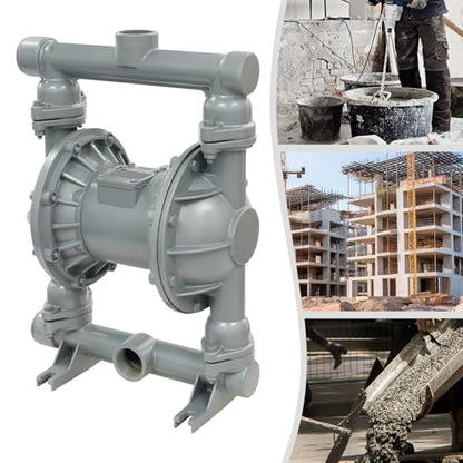 Air Operated Double Diaphragm Pump 1.5in - Pneumatic Waste Oil Transfer Pump with Dual Diaphragm, 0.18in Solids, 164ft Head, 23ft Suction Lift, Aluminum Alloy for Industrial Use