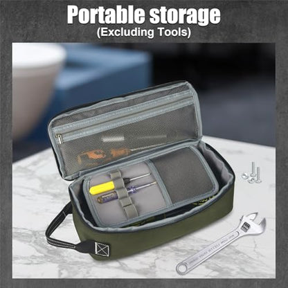 12.6" Heavy Duty Small Tool Bag Pouch for Men with Multiple Pockets,Green - color: Green