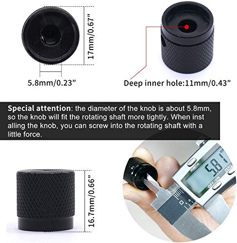 Taiss 4pcs Black Aluminum Rotary Electronic Control Potentiometer Knob for 6 mm Diameter Shaft, Volume Control, Audio, Guitar, Switch, 17mm x 17mm - color: Black
