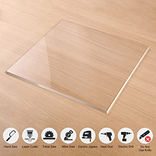 KAITELA Clear Cast Acrylic Sheet 12" x 12" x 1/4" Thick (6mm), Pack of 2 - size: 12" x 12", 1/4" Thick