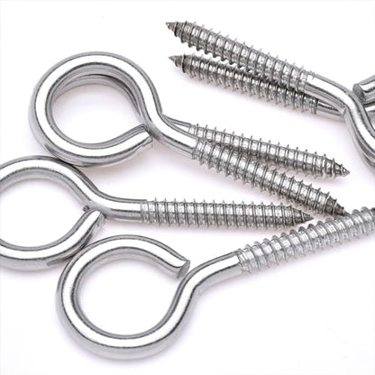 6 pcs 1/3" x 4" Screw Eye Hooks, 304 Stainless Steel Heavy Duty Bolts, M8 - size: M8-4'', 6Pcs
