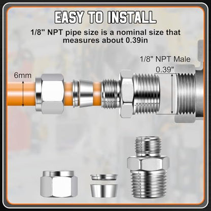 6mm OD Compression x 1/8" NPT Male Union Coupling Connector - size: 1/4"OD Compression x 1/8" MNPT