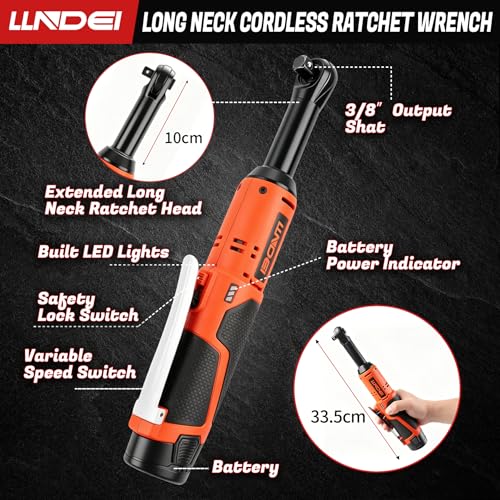 LLNDEI 3/8" Extended Reach Cordless Ratchet Set 102Pcs
