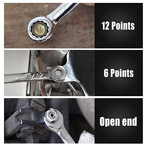 Mini Wrench Set Sae 10 Pcs 5/32" To 7/16" Standard Combination Ignition Wrench Set Small Open End and Box End Spanner with Key Ring for Automotive Technicians and Industrial Users - style: SAE