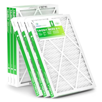 TRIGHTFILTERS 14x20x1 Air Filter 6 Pack, Durable MERV 8 Pleated Home HVAC AC Furnace Filters, Lightweight Compact Air Conditioner Filter Replacement - size: 14x20x1-6pack